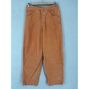 We The Free People Pants 26 Orange Cord Barrel Jeans Corduroy Button Fly